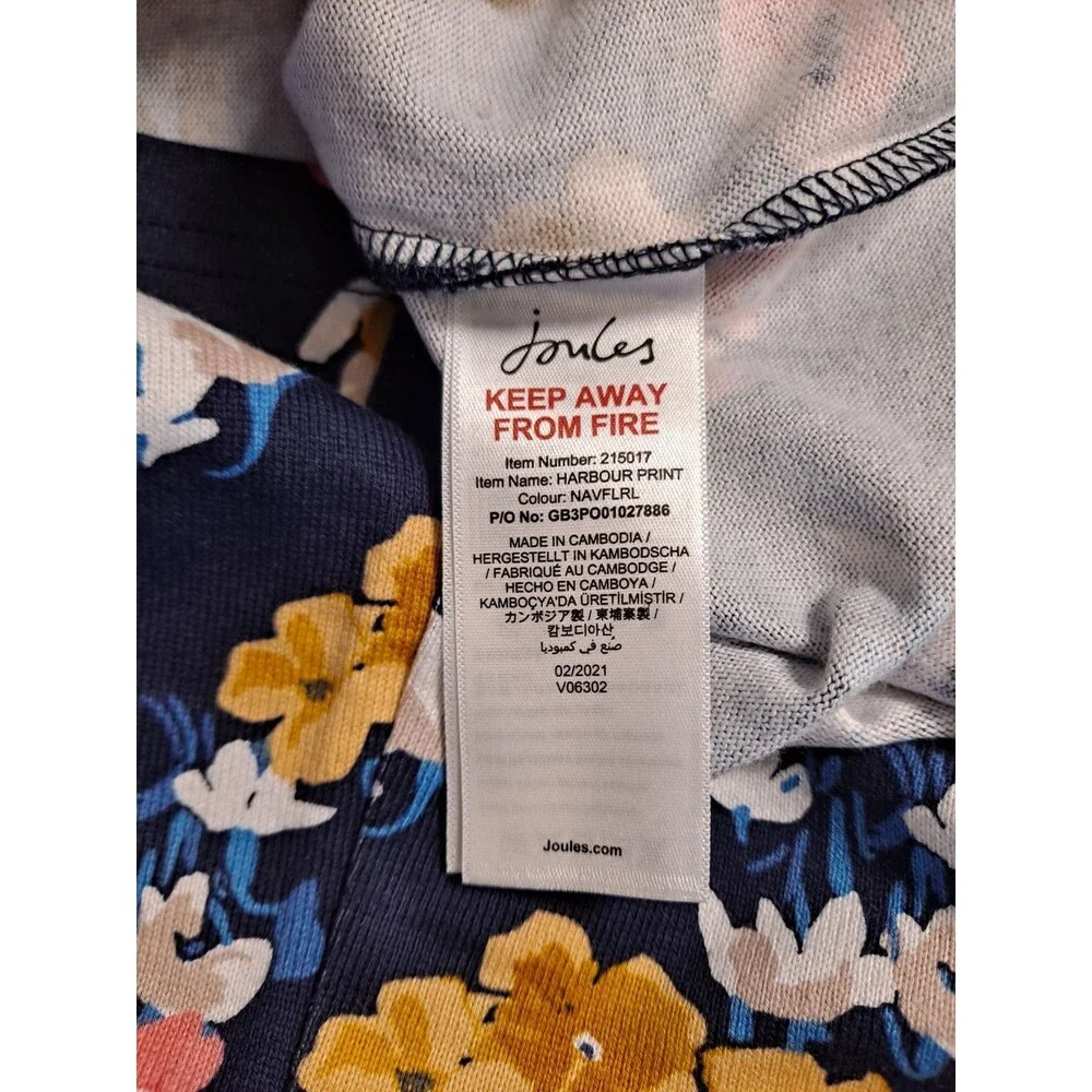 Joules Women's Harbour Print Knit Top Size 6 Long Sleeve Navy Floral 100% Cotton
